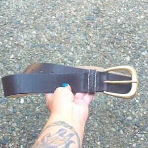 Women's STREETS AHEAD Brown Leather Belt with Gold tone brass Buckle USA ITALY S